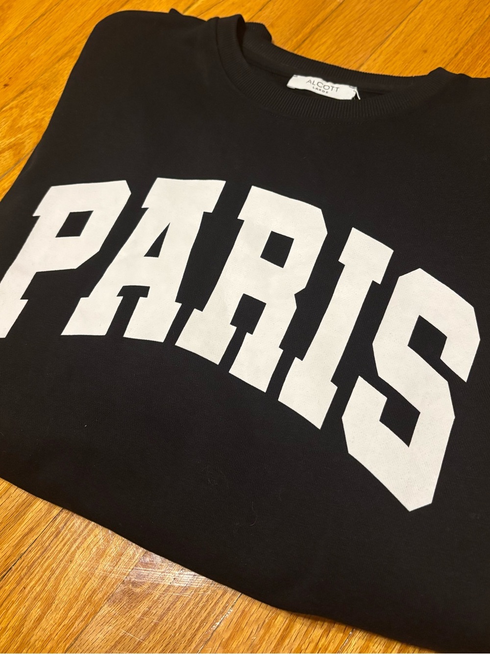 Alcott Black Crewneck Sweater with White PARIS Graphic